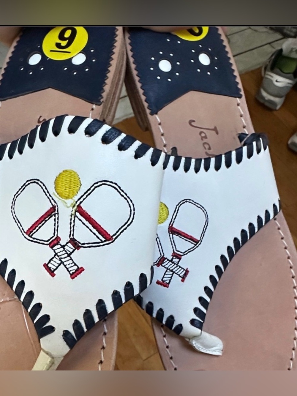 Jack Rogers Pickleball Sandals Women's 9 Thong Embroidery Whipstitch Flat NEW - Picture 4 of 4